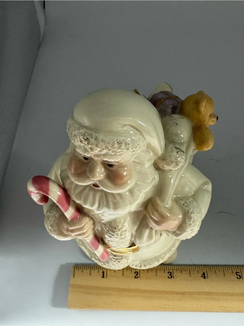 Ivory Santa Figurine with Pink Candy Cane by Lenox